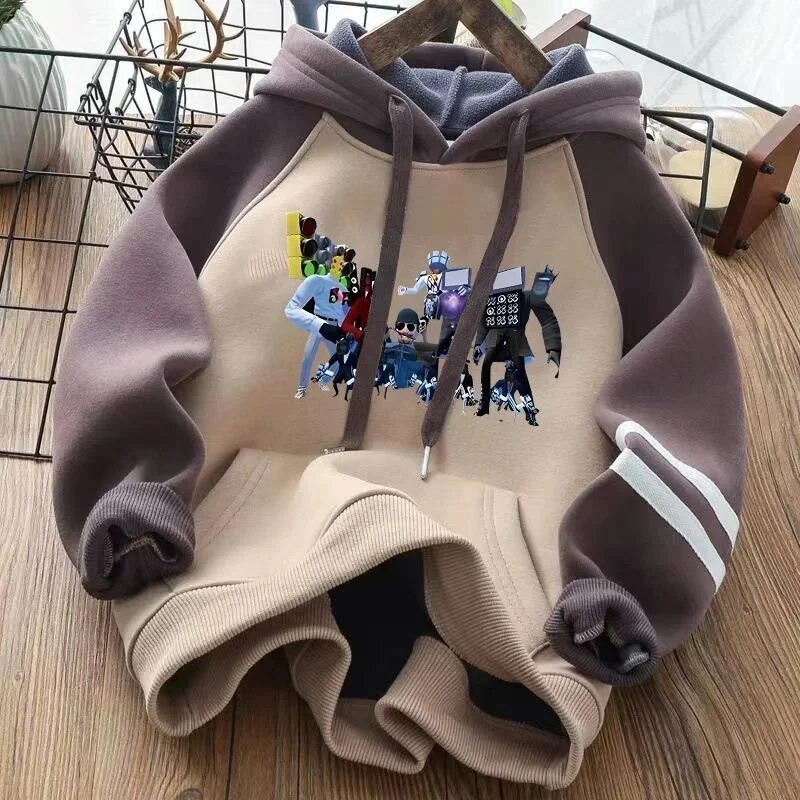 Skibidi Tualetas Vaikų megztinis Animacinių filmų žaidimas Ilgomis rankovėmis megztinis su gobtuvu Kasdienis Harajuku gatvės aprangos megztinis berniukams, mergaitėms