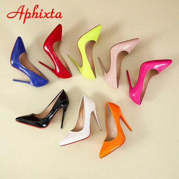 Aphixta 2023 Άνοιξη Super High 12cm Γόβες Stiletto Pumps Γυναικεία Παπούτσια Μυτερή Μύτη Florescence Λουστρίνι γραφείου Λεπτό τακούνι