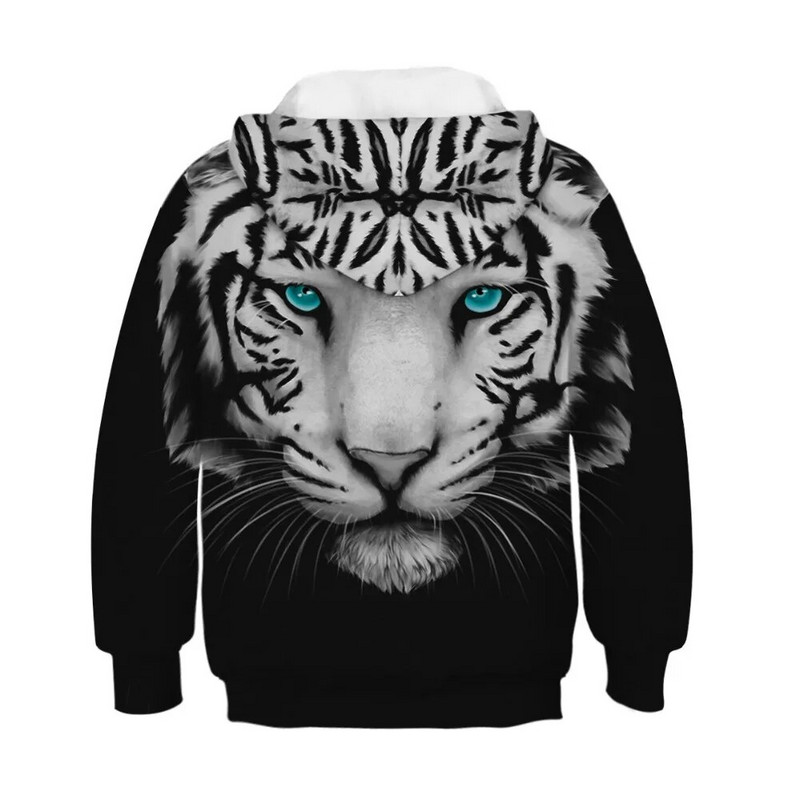 Žieminiai vaikiški sportiniai gobtuvai Animal Tiger 3D Print Vaikiški megztiniai Jaunesniems megztiniai Vaikiški megztiniai 4-13m berniukui/mergaitei megztiniai su gobtuvu