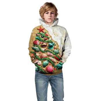Есенно-зимен детски пуловер с качулка 3D отпечатан свободен пуловер за момче и момиче Горнища с палто Детски спортни качулки 5-14 г. Детски суичър