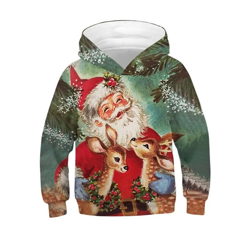 Rudens žiemos vaikiški sportiniai gobtuvai su 3D spausdinimu berniukų mergaičių laisvas megztinis su gobtuvu 5–14 m. vaikų megztiniai, paltai