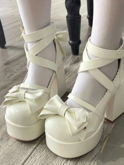 Saldi vintage Mary Janes apavi sievietēm ar zvaigznīti Lolita Kawaii apavi ar platformu Sieviešu loki, jauki dizaineru apavi 2023. gada vasara