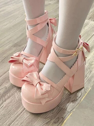Saldi vintage Mary Janes apavi sievietēm ar zvaigznīti Lolita Kawaii apavi ar platformu Sieviešu loki, jauki dizaineru apavi 2023. gada vasara