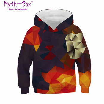 Χειμερινά παιδικά αθλητικά φούτερ με κουκούλα Geometry 3D Παιδικά Φούτερ Junior Tops Παιδικό πουλόβερ 4-13 ετών για αγόρι/κορίτσι που αναπνέουν
