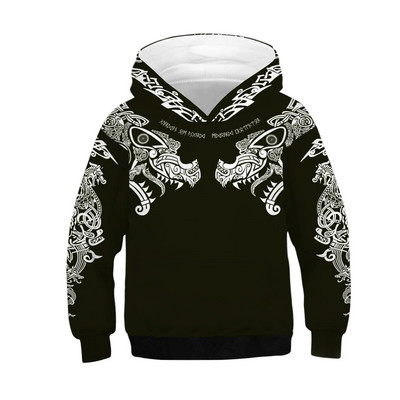 Rudens žiemos vaikiški gobtuvai paltai 3D spauda Vaikiški megztiniai Vaikiški paaugliai sportiniai viršutiniai drabužiai sportinė apranga 5–14 m. berniukų mergaičių megztiniai su gobtuvu