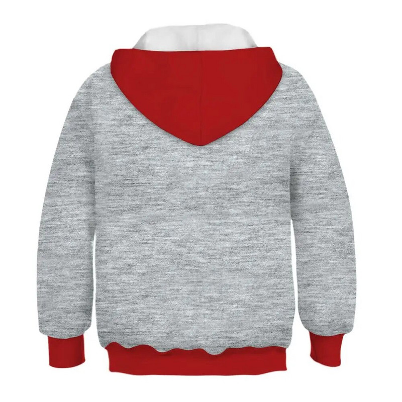 Rudens žiemos vaikiškas megztinis su gobtuvu 3D spausdinta berniuko mergaičių laisvi paltai, viršutiniai vaikų sportiniai gobtuvai 5–14 m. vaikiški megztiniai, sportiniai drabužiai