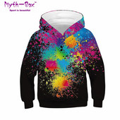 Rudens žiemos vaikiški gobtuvai, dažyti 3D spausdinimu, vaikiški laisvi paltai Jaunesniems vaikams paaugliams bėgimo megztinis 5–14 m. berniukų ir mergaičių palaidinės su gobtuvu