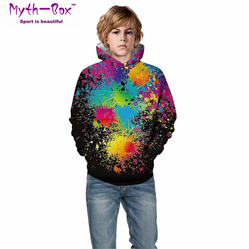 Rudens žiemos vaikiški gobtuvai, dažyti 3D spausdinimu, vaikiški laisvi paltai Jaunesniems vaikams paaugliams bėgimo megztinis 5–14 m. berniukų ir mergaičių palaidinės su gobtuvu