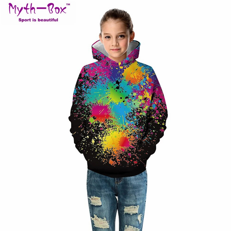 Rudens žiemos vaikiški gobtuvai, dažyti 3D spausdinimu, vaikiški laisvi paltai Jaunesniems vaikams paaugliams bėgimo megztinis 5–14 m. berniukų ir mergaičių palaidinės su gobtuvu