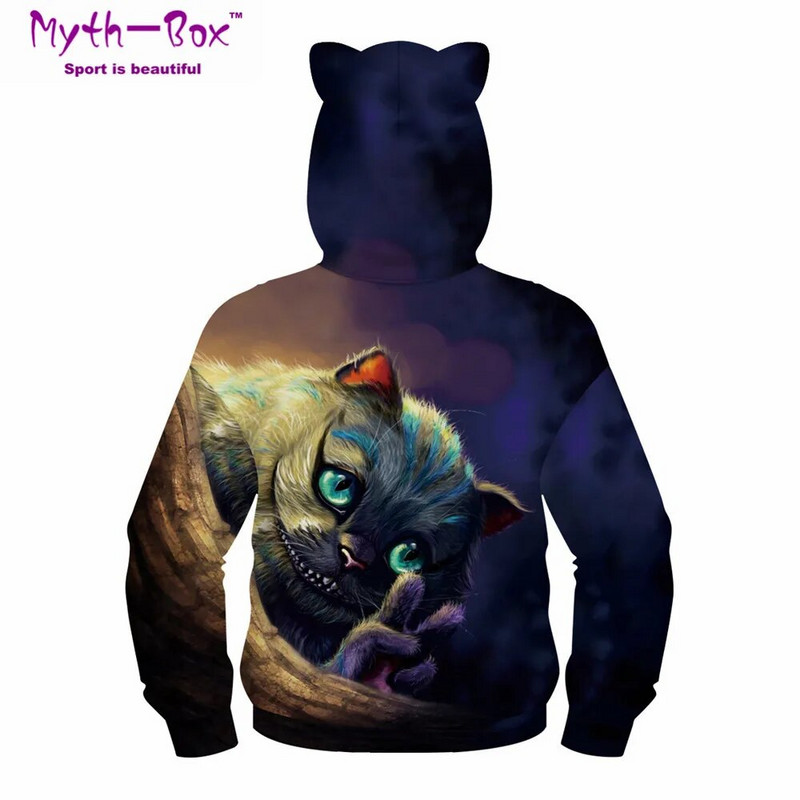 Vaikiški sportiniai megztiniai, kačių 3D spauda, vaikiški megztiniai, jaunesniems vaikams skirti megztiniai ilgomis rankovėmis 5–12 m. berniukų ir mergaičių megztiniai su gobtuvu