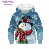 Rudens žiemos vaikiški megztiniai Sniego senis 3D spauda Vaikiški megztiniai Jaunesniems vaikams Viršutiniai paaugliams 5–14 m. megztinis su gobtuvu berniukui ir mergaitei