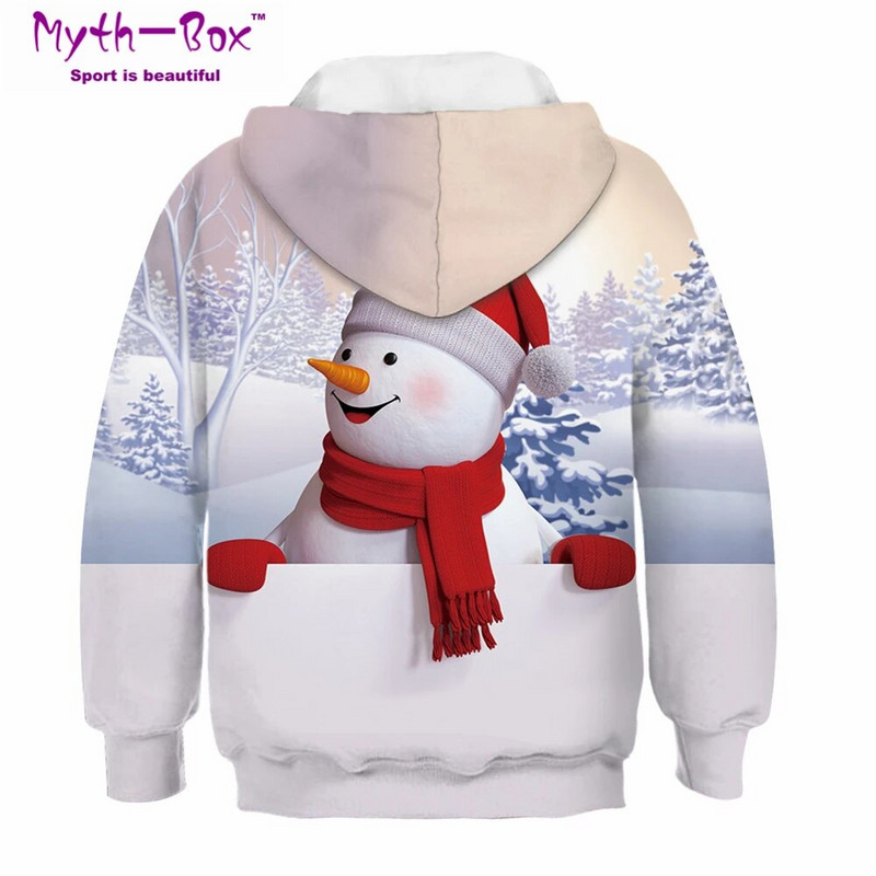 Rudens žiemos vaikiški megztiniai Sniego senis 3D spauda Vaikiški megztiniai Jaunesniems vaikams Viršutiniai paaugliams 5–14 m. megztinis su gobtuvu berniukui ir mergaitei