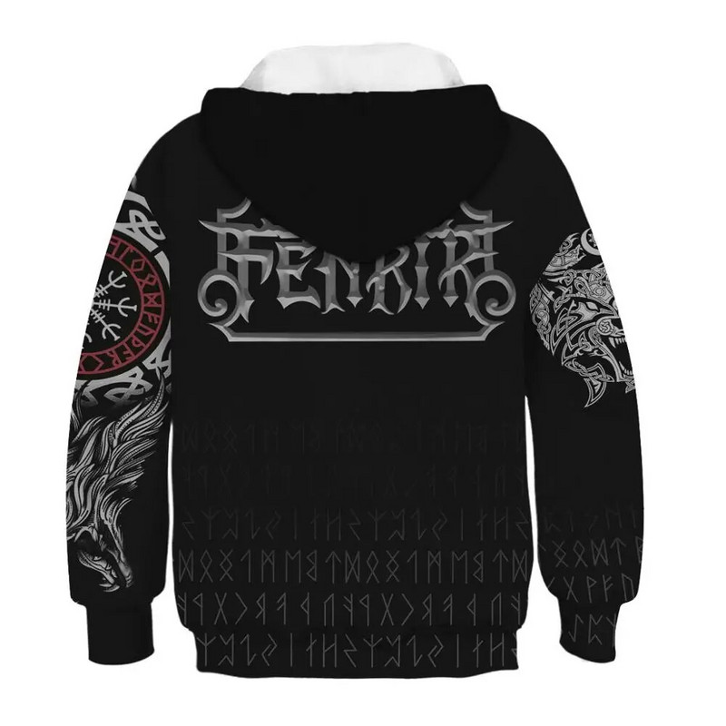 Rudens žiemos vaikiški viršutiniai viršutiniai drabužiai su gobtuvu Vilkas 3D spausdinta laisvi berniukų ir mergaičių paltai paaugliams jaunesniems vaikiški megztiniai 5–14 m. vaikiški sportinė apranga