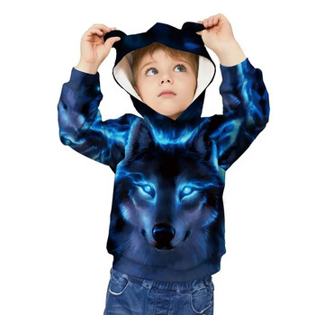 Φθινοπωρινά χειμερινά παιδικά αθλητικά κουκούλα Παιδικά 3D print Loose παλτό Junior Παιδική μακρυμάνικη μπλούζα 5-12 ετών Μπλούζες με κουκούλα για αγόρι και κορίτσι