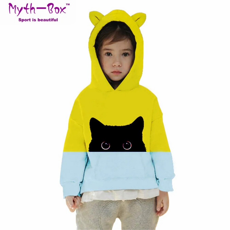 Rudens žiemos vaikiški megztiniai su kačių 3D spausdinimu Drabužiai Vaikiški megztiniai Jaunesniems vaikiški megztiniai 5-12m berniukų ir mergaičių megztinis su gobtuvu