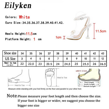 Eilyken New γυναικεία σανδάλια 2024 Καλοκαίρι σέξι Perspex με κρυστάλλινα ψηλοτάκουνα παπούτσια γάμου για πάρτι