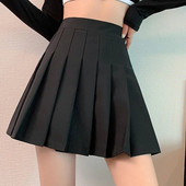 Must miniseelik Naiste tenniseseelik Kõrge vöökohaga plisseeritud seelik Kawaii valge seelik tennisepüksid seelikud Soliidne koolitüdruku vormiriietus
