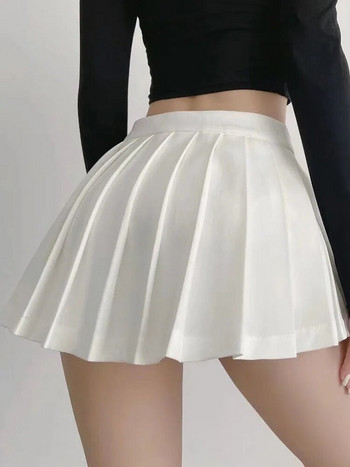 Zoki Секси дамски плисирани поли Висока талия Летни винтидж мини поли Корейски студент по тенис Бяла дизайнерска танцова пола