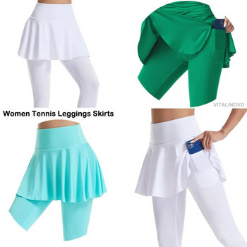 VITALINOVO Τένις φούστες κολάν με τσέπη για γυναίκες Ψηλόμεσο Active Skort Active Ruffle Πλισέ Golf Skapri με φούστα