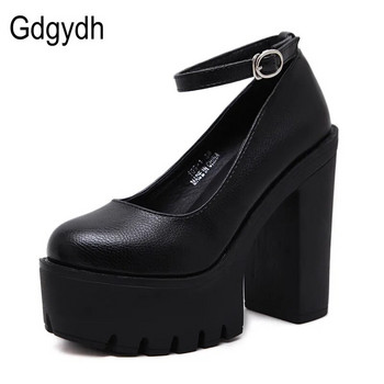 Gdgydh 2022 νέα άνοιξη φθινόπωρο casual ψηλοτάκουνα παπούτσια σέξι ruslana korshunova παχιά τακούνια πλατφόρμα αντλίες Μαύρο Λευκό Μέγεθος 42