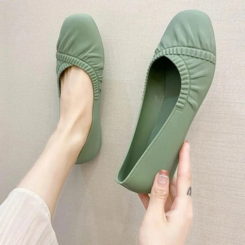 Сандали с мека подметка Противохлъзгащи работни обувки с квадратни пръсти с плитко приплъзване Дамски прости ежедневни пътувания до работното място Корейска мода Пролет Есен