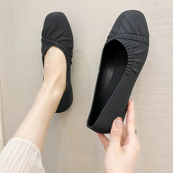 Сандали с мека подметка Противохлъзгащи работни обувки с квадратни пръсти с плитко приплъзване Дамски прости ежедневни пътувания до работното място Корейска мода Пролет Есен