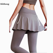 Aiithuug Tenisz Skorts Kereszten derék szoknyás Legging Jóga Leggings szoknyákkal Tenisz Leggings Puha, rugalmas teniszruhák Futás