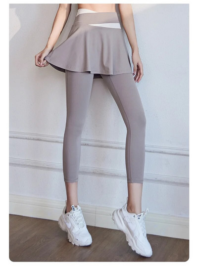 Aiithuug Tenisz Skorts Kereszten derék szoknyás Legging Jóga Leggings szoknyákkal Tenisz Leggings Puha, rugalmas teniszruhák Futás