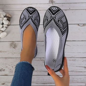 ZOKI Fashion Ριγέ Loafers Γυναικεία Παπούτσια Καλοκαιρινή slip-on αναπνέει πλέξιμο flats Γυναικεία άνετα Αντιολισθητικά πάνινα παπούτσια με μαλακό κάτω μέρος