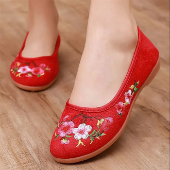 Zapatos De Mujer Lady Сладки китайски традиционни обувки с плоска бродерия за танцови жени Ретро черни мокасини Sapatos Femininas C488