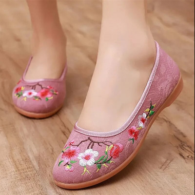Zapatos De Mujer Lady Jauki ķīniešu tradicionālie izšuvumi plakani apavi dejām sievietēm Retro melni loafers Sapatos Femininas C488