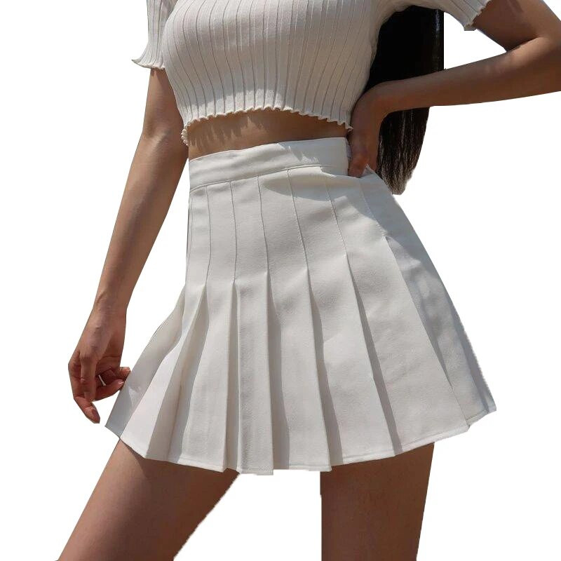 Valge must tenniseseelik Skort Tennise plisseeritud tenniseseelik lühikeste pükstega Mini Lulu seelik naistele Skort sportlik seelik Falda seksikas