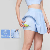 Sport Teniszszoknya rövidnadrággal Női Jóga Mini redőzött nadrágszoknya Glof Fitness Dance Active Skort Athletic nadrágszoknya zseb