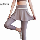 Aiithuug Kereszt derékpánt Szoknyás Leggings Jóga Golf Szoknyák Golf Skorts Teniszruha Tenisz Skort Drape Puha Aktív Sportok