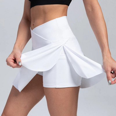 CHRLEISURE Női Crossover Teniszszoknya Redős szoknya zsebekkel Elasztikus, légáteresztő Golf Skorts Workout Sportos rövidnadrág
