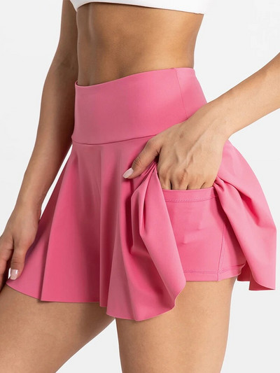 CHRLEISURE Női Crossover Teniszszoknya Redős szoknya zsebekkel Elasztikus, légáteresztő Golf Skorts Workout Sportos rövidnadrág