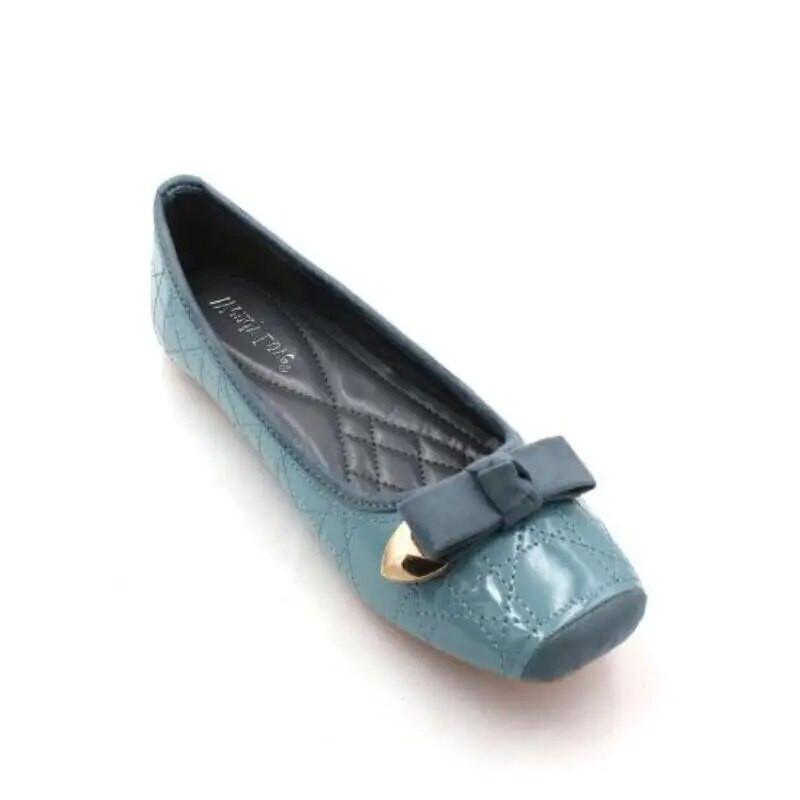 Обувки Bean Дамски 2023 г. Нови обувки с квадратна глава Плюс размер Плоски обувки Дамски панделки Ярки плоски обувки с мека подметка Висококачествени кожени обувки