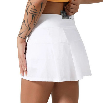 Λευκή φούστα τένις Γυναικεία αθλητική φούστα χορού τένις Πλισέ φούστα Fitness Γρήγορο στέγνωμα Γυναικεία Skort για τρέξιμο Γιόγκα Φούστες γυμναστικής