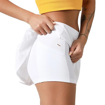 Бяла тенис пола Дамска спортна тенис танцова плисирана пола Фитнес Бързосъхнеща женска пола за бягане Йога Фитнес поли