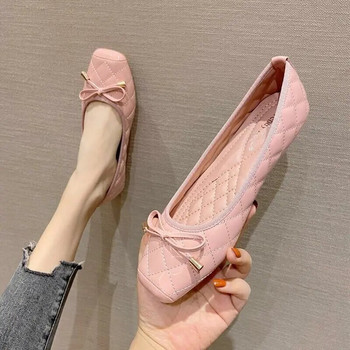 2023 Дамски работни обувки Apricot с квадратни пръсти с плитка уста Удобни за работа Мека подметка Дамски обувки с мека кожа