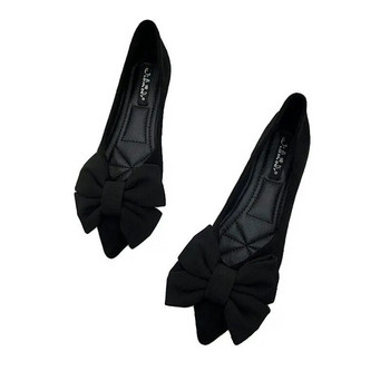 Плоски обувки Дамски 2023 г. Пролетни плитки заострени панделки Корейска версия на обувки Four Seasons Кадифени дамски обувки голям размер 34-43