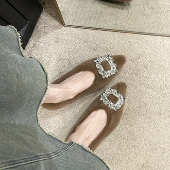Ανοιξιάτικο φθινόπωρο 2024 Γυναικεία βαμβακερά παπούτσια Loafer Flats Μόδα Rhinestone Slip On γυναικεία Flats Άνεση Γυναικεία ζεστά παπούτσια για σπίτι