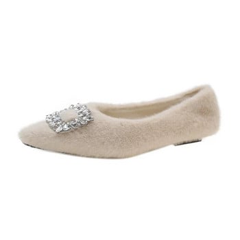 2024 Пролет Есен Дамски памучни мокасини с плоски обувки Модни дамски плоски обувки с кристали Дамски удобни топли домашни обувки