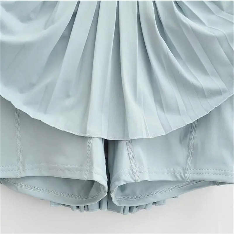 2023 Найлонови джобни фитнес зала Голф бягане Плисирани тенис йога поли Дамски спортни фитнес Анти шорти Тенис поли с висока талия