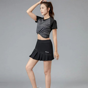 Γυναικεία φούστα τένις Badminton Αθλητικό κοντό φόρεμα που στεγνώνει γρήγορα κατά της έκθεσης Fitness Running Yoga Ψεύτικη πλισέ φούστα δύο τεμαχίων