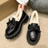 Cipők Nő Lapos Kerek orr Alkalmi női tornacipők Felbújós naplopók Szőrme ruha Téli Retro Slip új fűzős Gumi Flock Leisu