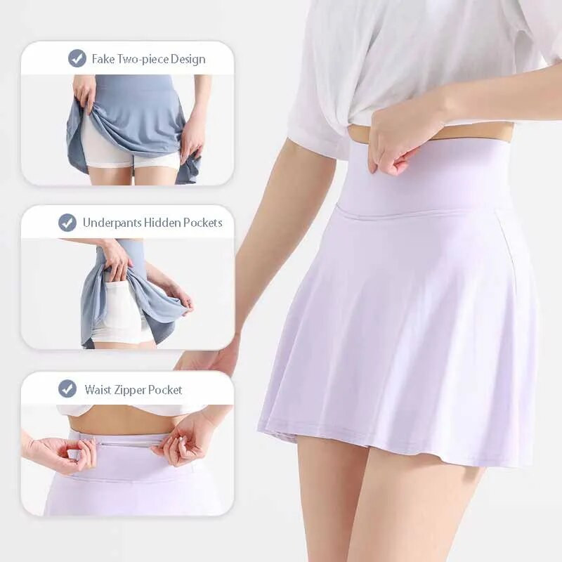 Летни тенис поли Дамски панталони за голф Спортни къси панталони за фитнес Висока талия Къси шорти за йога Пола за фитнес тренировка Спортни шорти