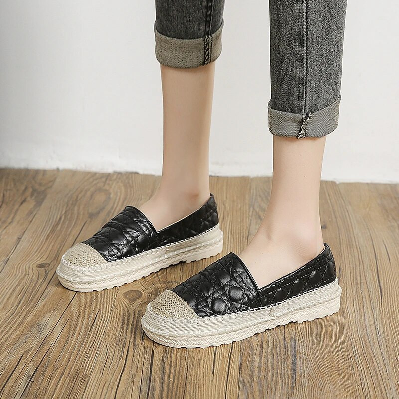 Дамски еспадрили Обувки Мокасини Есен 2023 Нова мода Плоски рибарски обувки Платнени конопени плъзгащи се дишащи ежедневни обувки