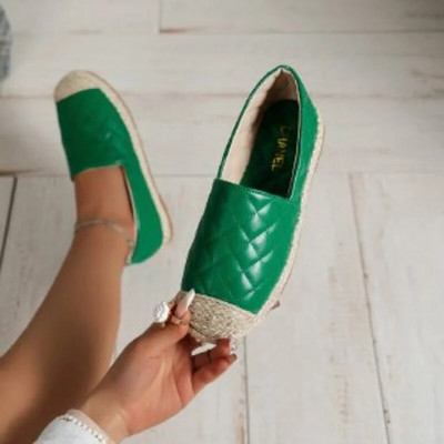 Lazy Shoes Espadrilles Women Casual Round Toe Slip on Loafers Καπιτονέ Λευκό PU Δερμάτινο Γυναικείο Flat Fishmen παπούτσια