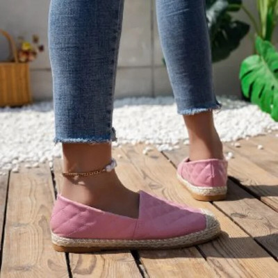 Lazy Shoes Espadrilles Women Casual Round Toe Slip on Loafers Καπιτονέ Λευκό PU Δερμάτινο Γυναικείο Flat Fishmen παπούτσια